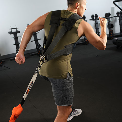 Stroops Athlete doing Resisted Pull With Shoulder Harness