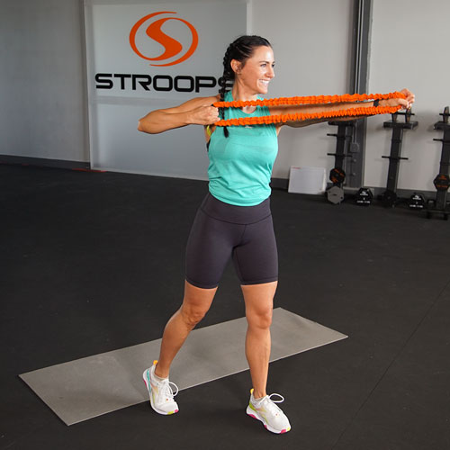 Stroops trainer Michelle doing arrow workout